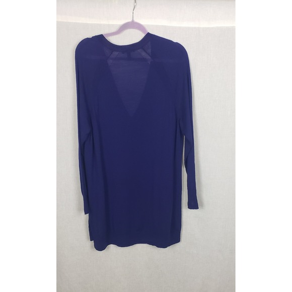 EILEEN FISHER Knit Sweater Tunic Top Royal Blue L 100% Merino Wool Lightweight - Picture 2 of 4